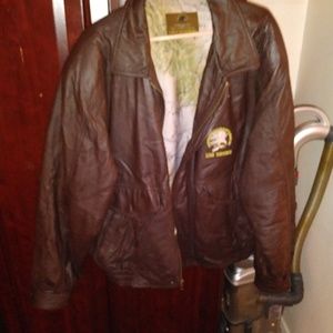 Brown Leather Bomber Jacket